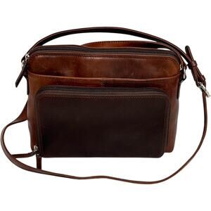 ili New York Genuine Leather RFID Crossbody Shoulder Bag Chocolate Brown